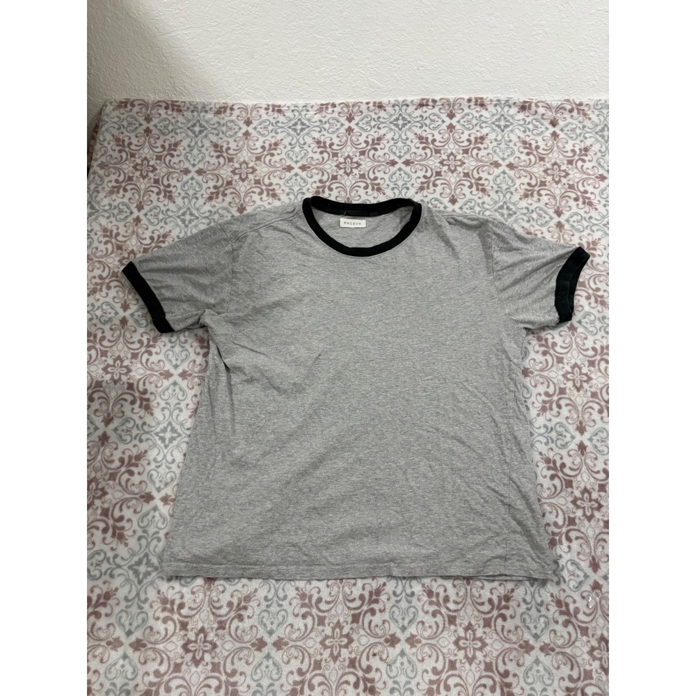 PacSun Mens Gray Black Ringer T-Shirt Short Sleeve Crewneck Size L